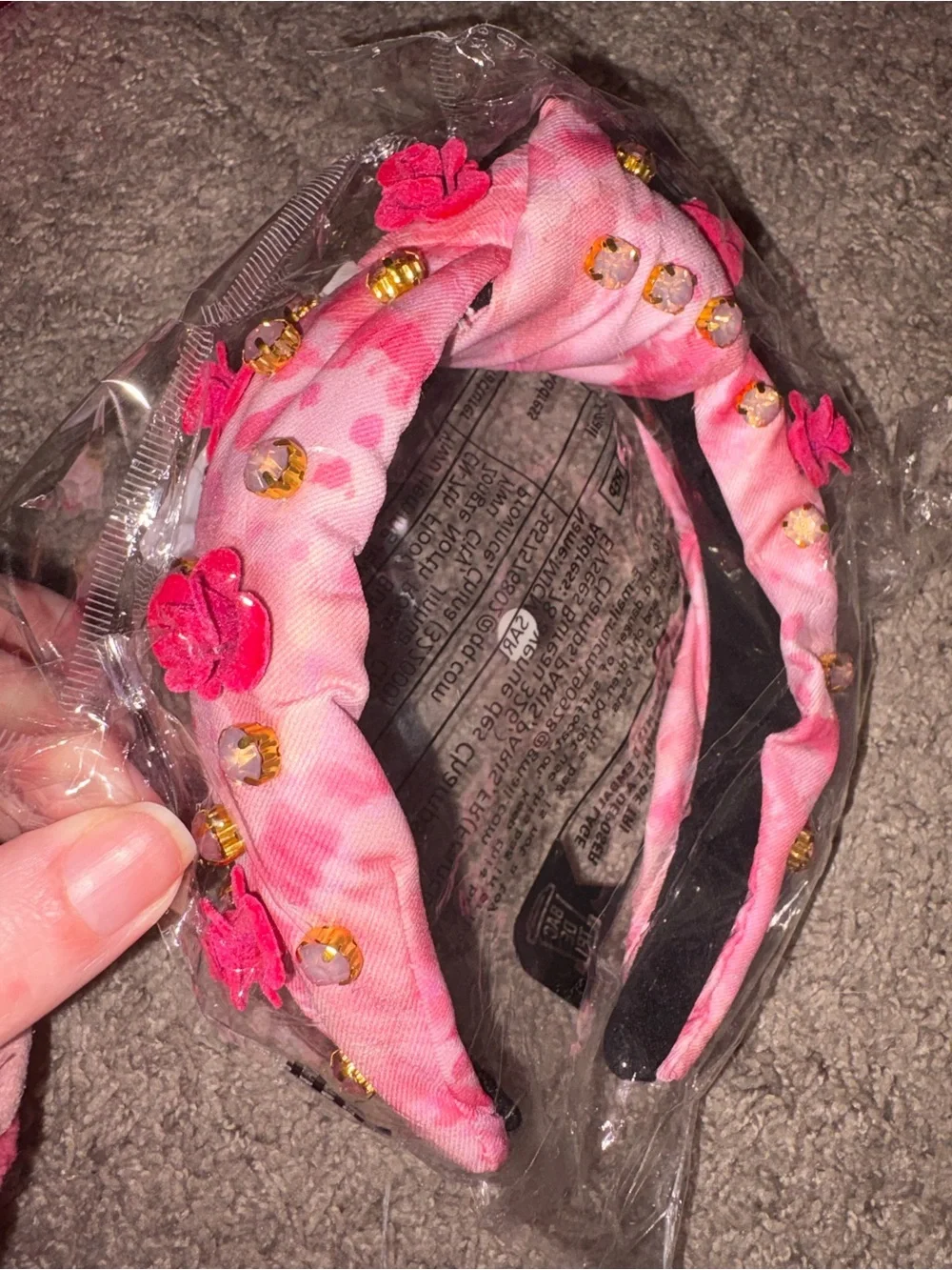 Pink Floral Embellished Padded Headband - Women Accessories